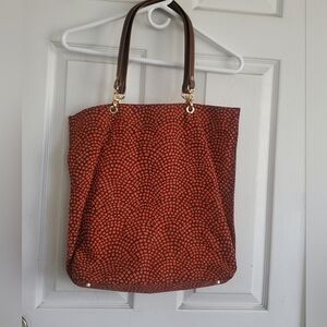 J Mclaughlin Orange And Brown Womans Tote Bag